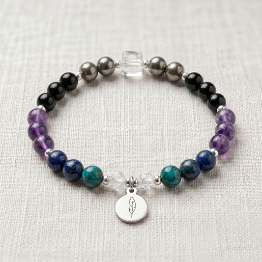 Amethyst & Black Tourmaline Personalised Grief Crystal Bracelet