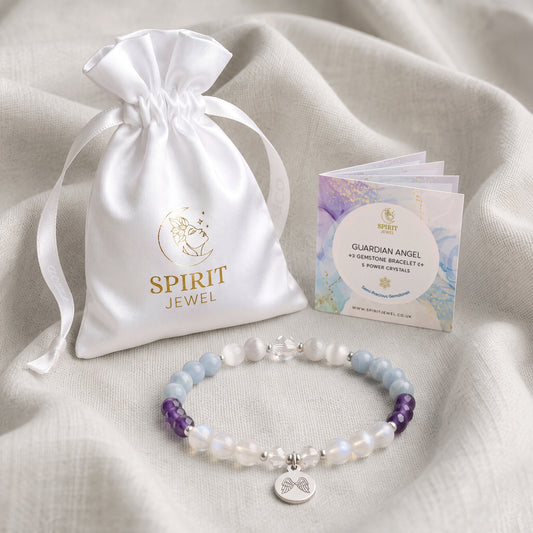 Moonstone & Angelite Guardian Angel Personalised Crystal Bracelet