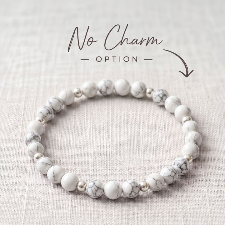Howlite Crystal Beaded Bracelet, 925 Sterling Silver