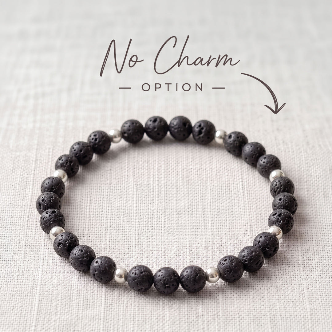 Lava Rock Crystal Beaded Bracelet, 925 Sterling Silver