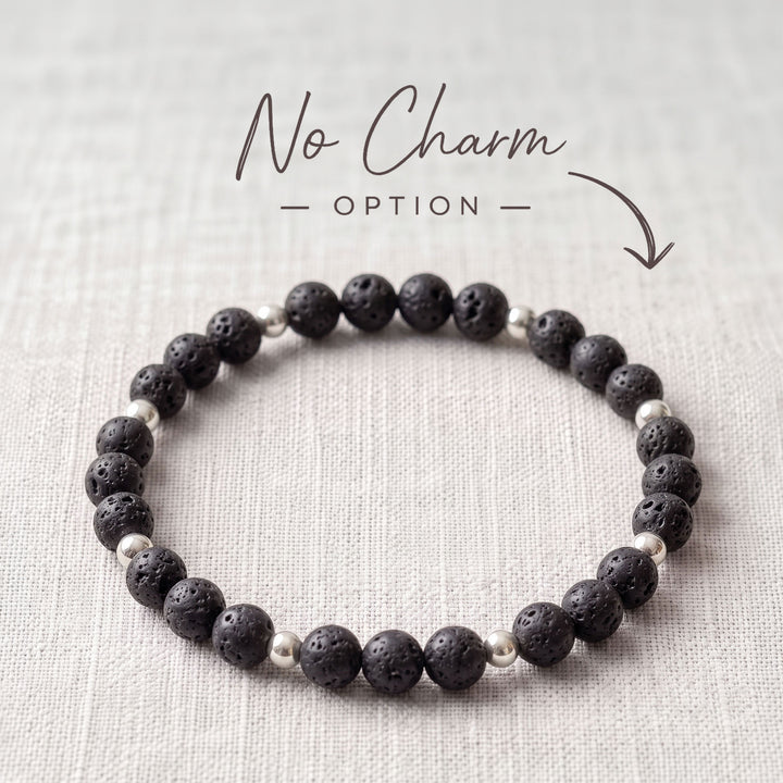 Lava Rock Crystal Beaded Bracelet, 925 Sterling Silver