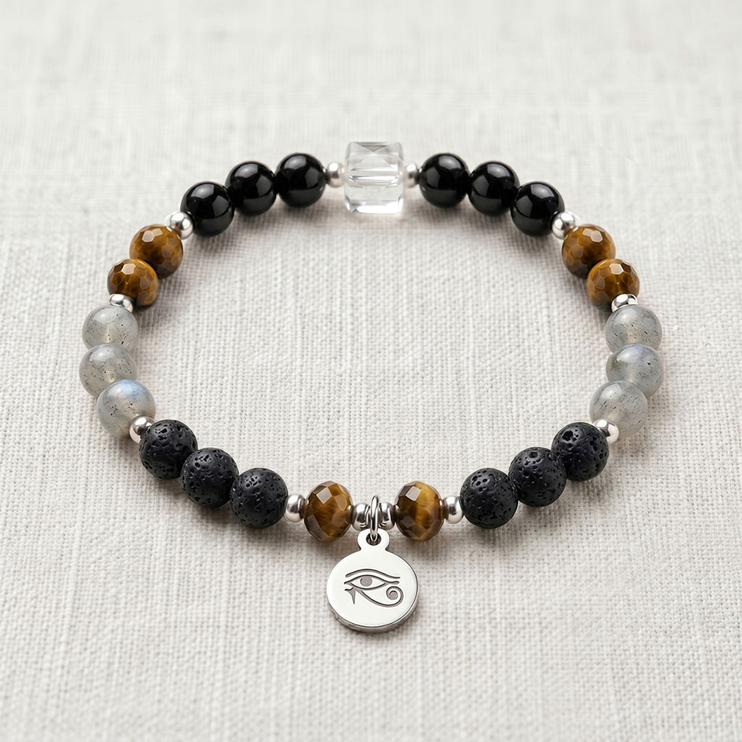 Black Tourmaline & Tiger's Eye Personalised Protection Crystal Bracelet