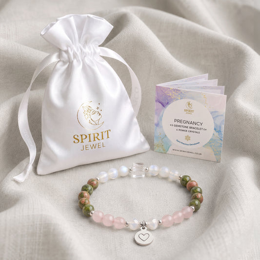 Rose Quartz & Moonstone Personalised Pregnancy Crystal Bracelet