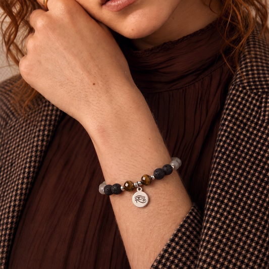 Black Tourmaline & Tiger's Eye Personalised Protection Crystal Bracelet