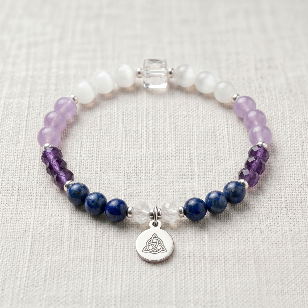 Amethyst & Lavender Amethyst Personalised Psychic Crystal Bracelet