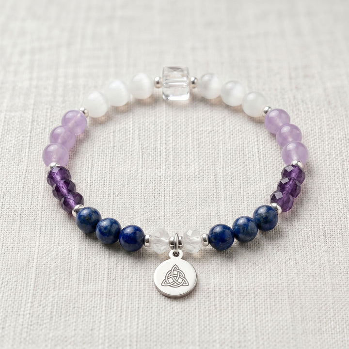 Amethyst &amp; Lavender Amethyst Personalised Psychic Crystal Bracelet