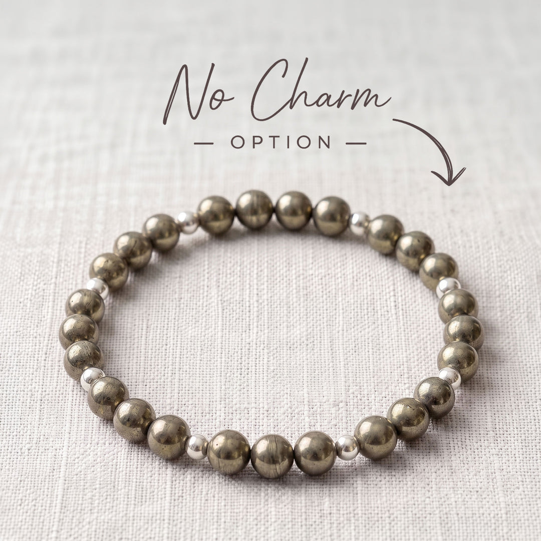 Pyrite Crystal Beaded Bracelet, 925 Sterling Silver
