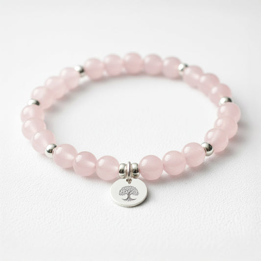 Personalised Rose Quartz Crystal Gemstone Bracelet