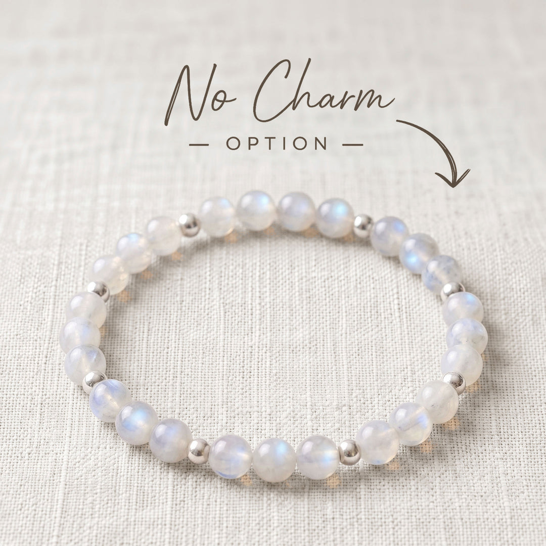 Moonstone Crystal Beaded Bracelet, 925 Sterling Silver