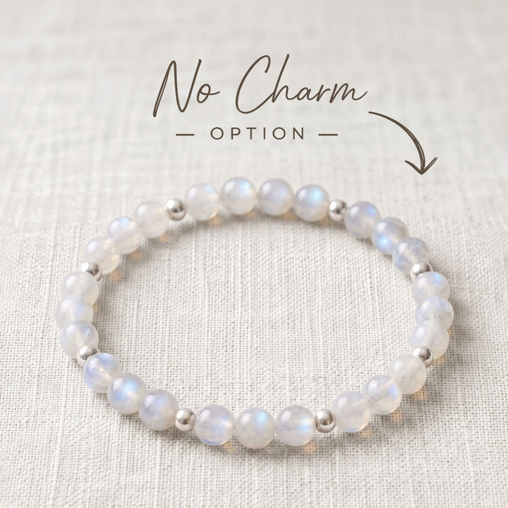 Moonstone Crystal Beaded Bracelet, 925 Sterling Silver