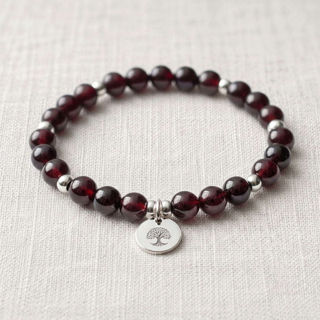 Garnet Personalised Crystal Gemstone Bracelet