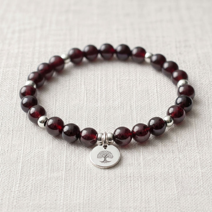 Garnet Personalised Crystal Gemstone Bracelet