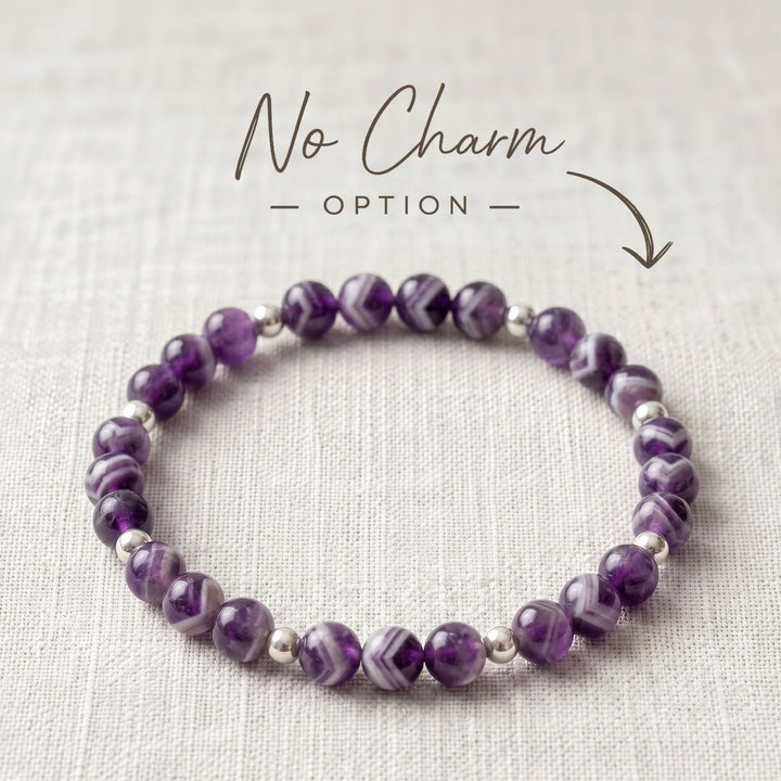 Amethyst Chevron Crystal Beaded Bracelet, 925 Sterling Silver