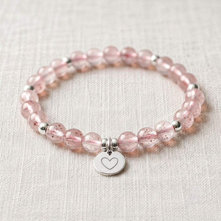 Strawberry Quartz Personalised Crystal Gemstone Bracelet