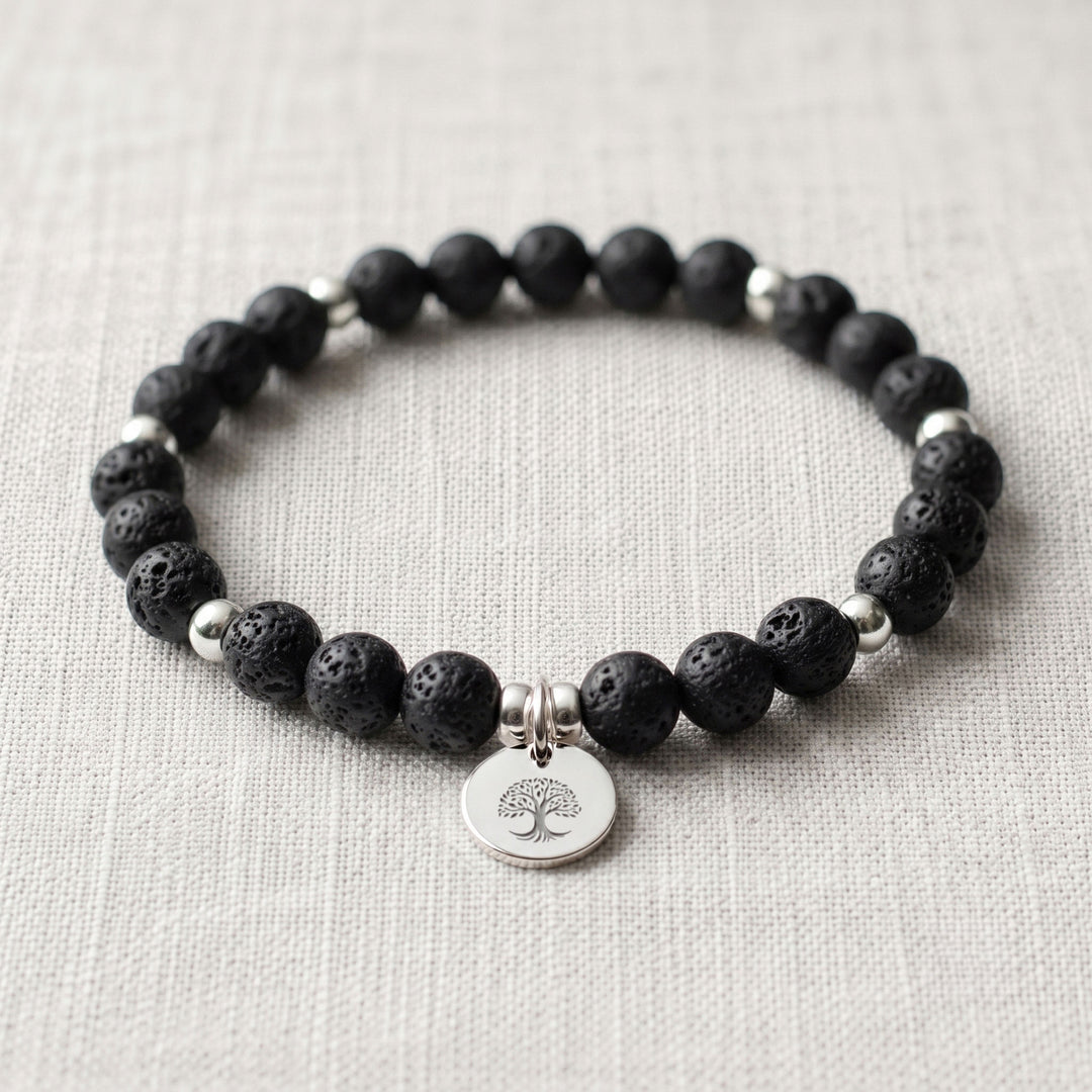 Lava Rock Personalised Crystal Gemstone Bracelet