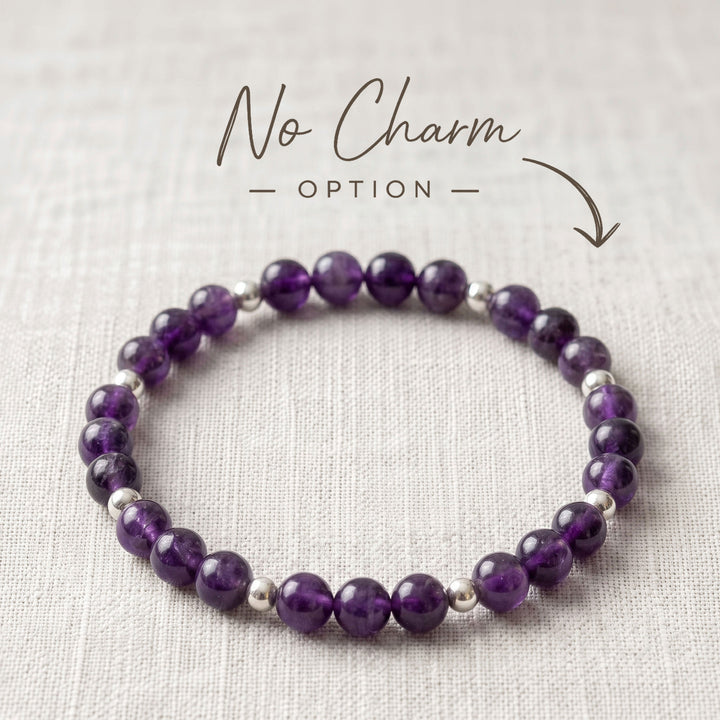 Amethyst Crystal Beaded Bracelet, 925 Sterling Silver