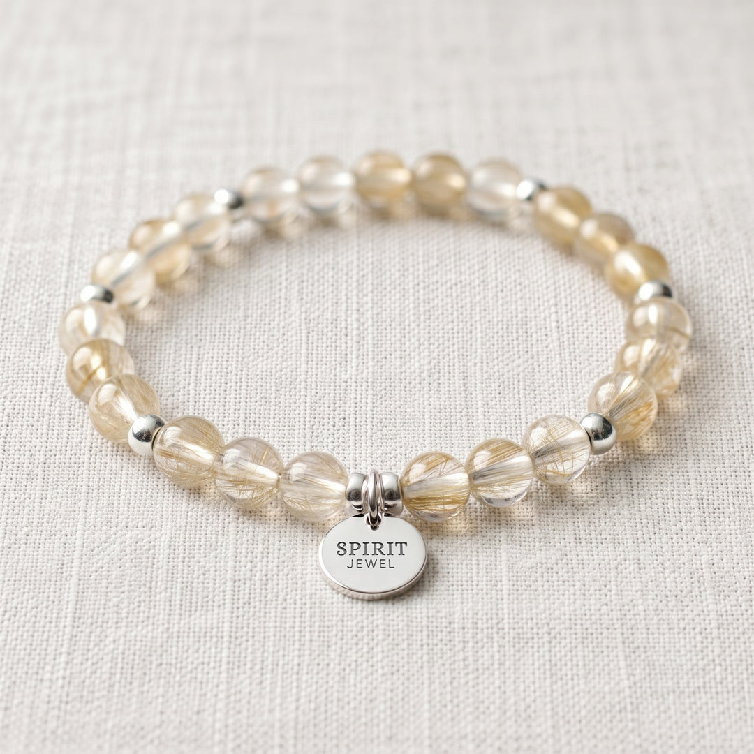 Rutilated Quartz Personalised Crystal Gemstone Bracelet