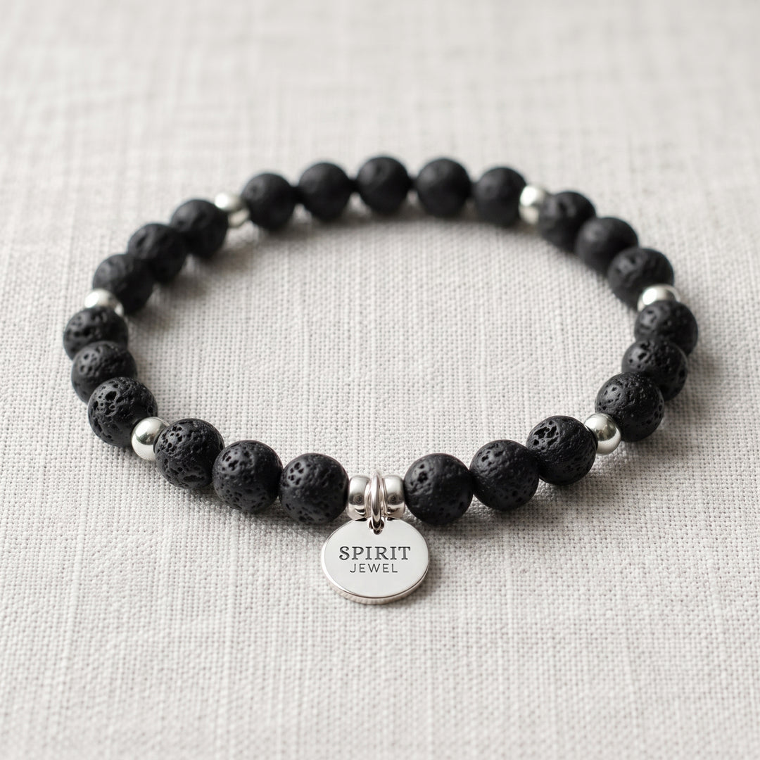 Lava Rock Personalised Crystal Gemstone Bracelet