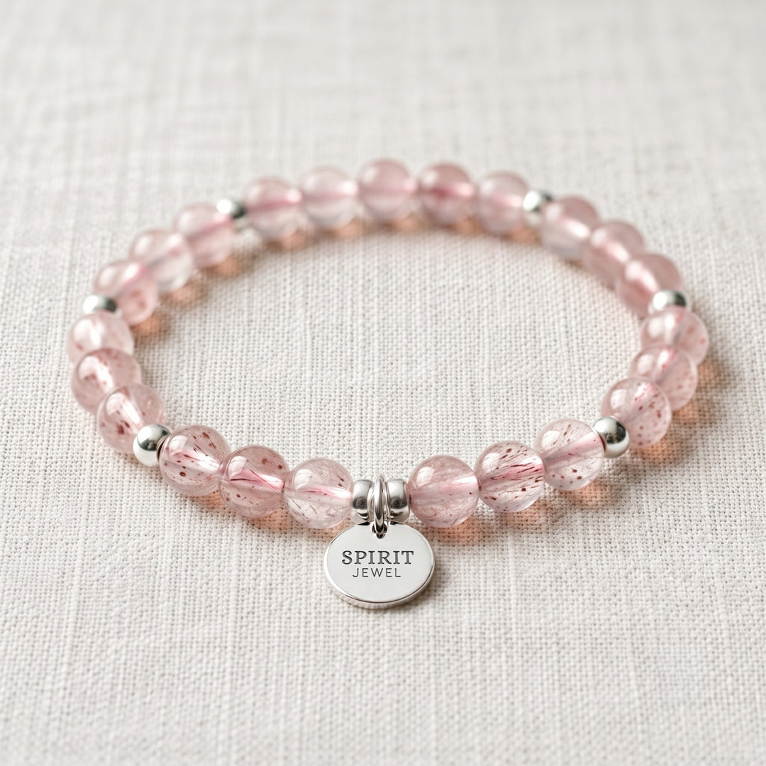 Strawberry Quartz Personalised Crystal Gemstone Bracelet