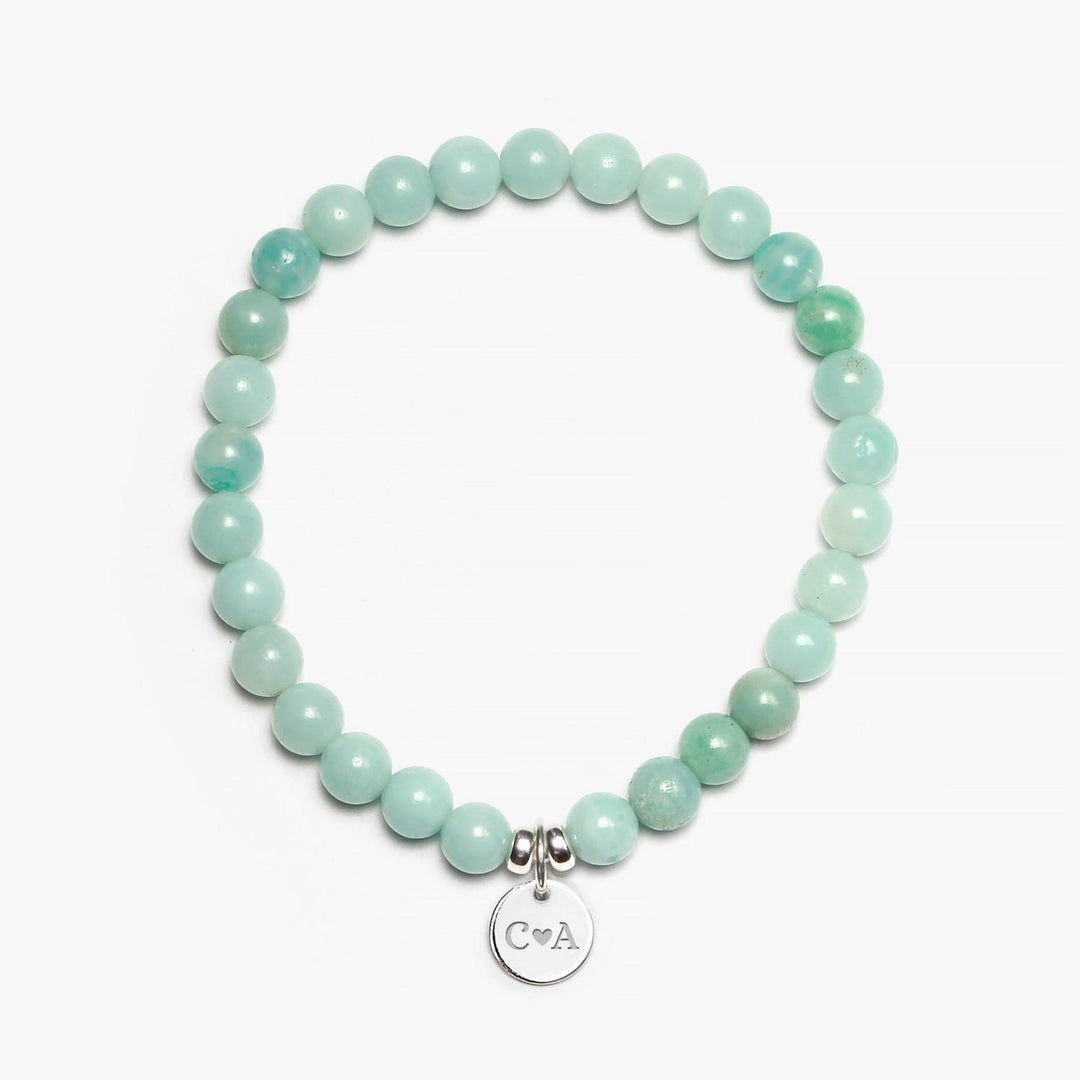 Spirit Jewel Bracelets 2 Initials + Heart 3 Initials / Small (16cm) Amazonite Crystal Gemstone Bracelet