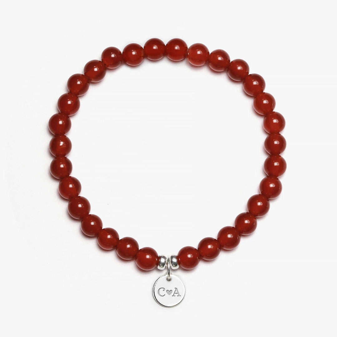 Spirit Jewel Bracelets 2 Initials + Heart 3 Initials / Small (16cm) Carnelian Crystal Gemstone Bracelet