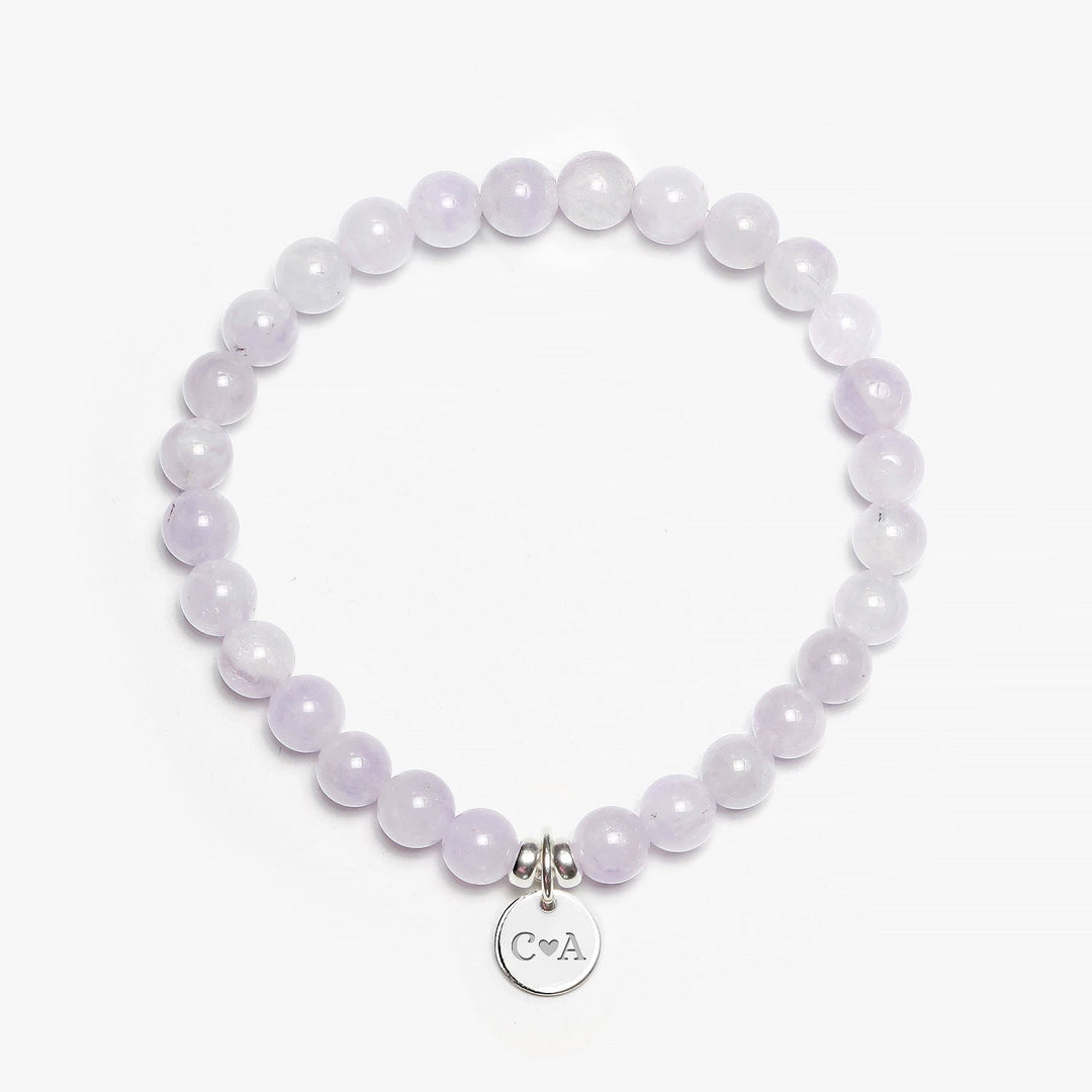Spirit Jewel Bracelets 2 Initials + Heart 3 Initials / Small (16cm) Lavender Amethyst Crystal Gemstone Bracelet