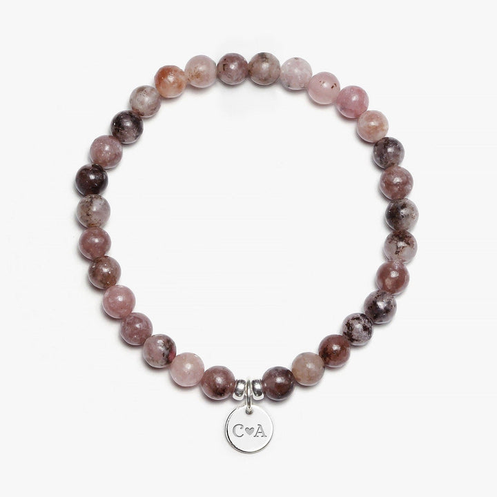 Spirit Jewel Bracelets 2 Initials + Heart 3 Initials / Small (16cm) Lepidolite Crystal Gemstone Bracelet