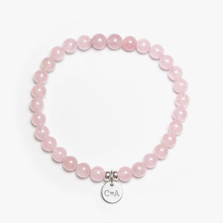 Spirit Jewel Bracelets 2 Initials + Heart 3 Initials / Small (16cm) Morganite Crystal Gemstone Bracelet