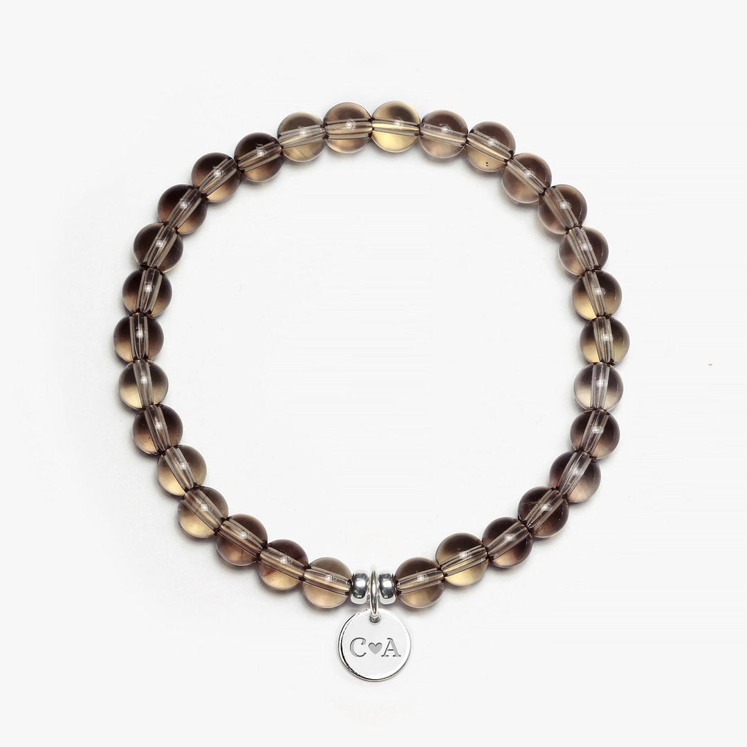 Spirit Jewel Bracelets 2 Initials + Heart 3 Initials / Small (16cm) Smoky quartz Crystal Gemstone Bracelet