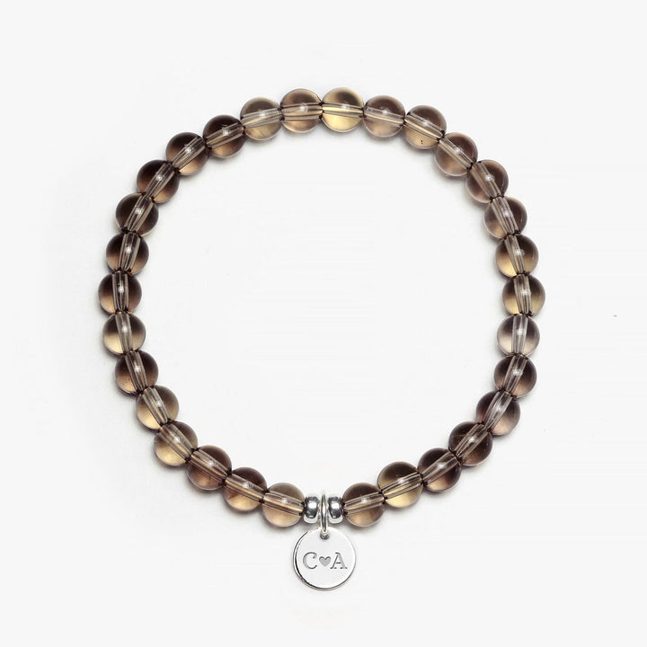 Spirit Jewel Bracelets 2 Initials + Heart 3 Initials / Small (16cm) Smoky quartz Crystal Gemstone Bracelet