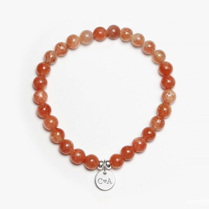 Spirit Jewel Bracelets 2 Initials + Heart 3 Initials / Small (16cm) Sunstone Crystal Gemstone Bracelet