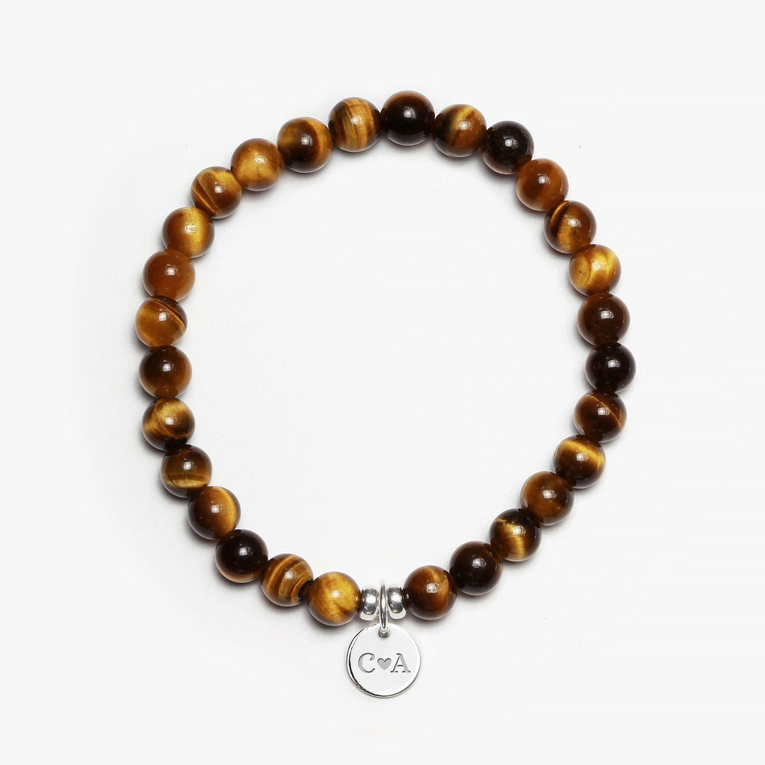 Spirit Jewel Bracelets 2 Initials + Heart 3 Initials / Small (16cm) Tigers Eye Crystal Gemstone Bracelet