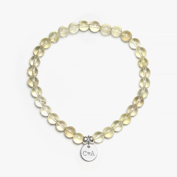 Spirit Jewel Bracelets 2 Initials + Heart / S (16cm) Lemon Quartz Crystal Gemstone Bracelet