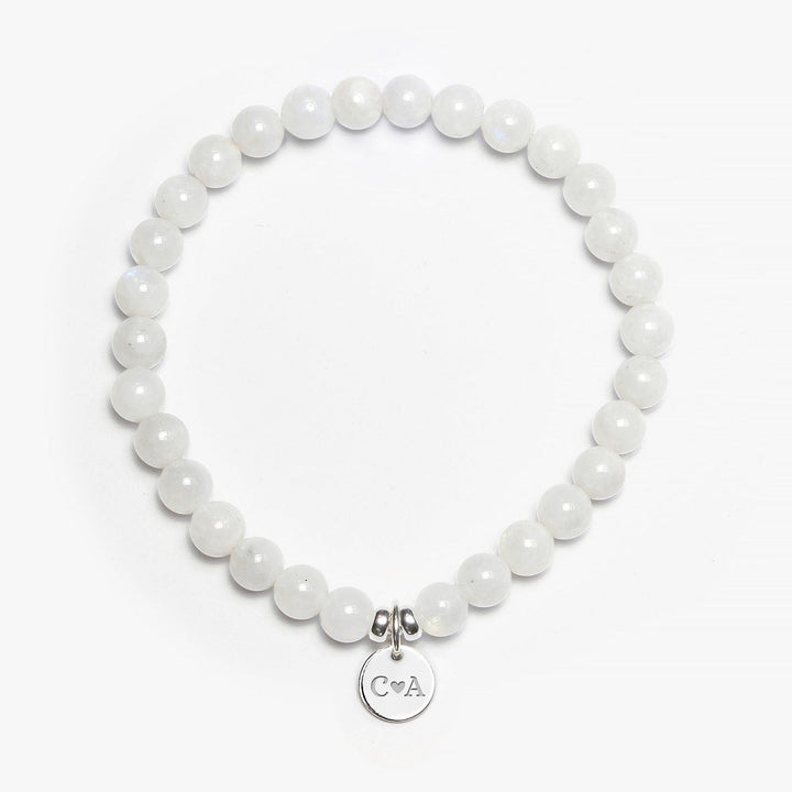 Spirit Jewel Bracelets 2 Initials + Heart / S (16cm) Moonstone Crystal Gemstone Bracelet