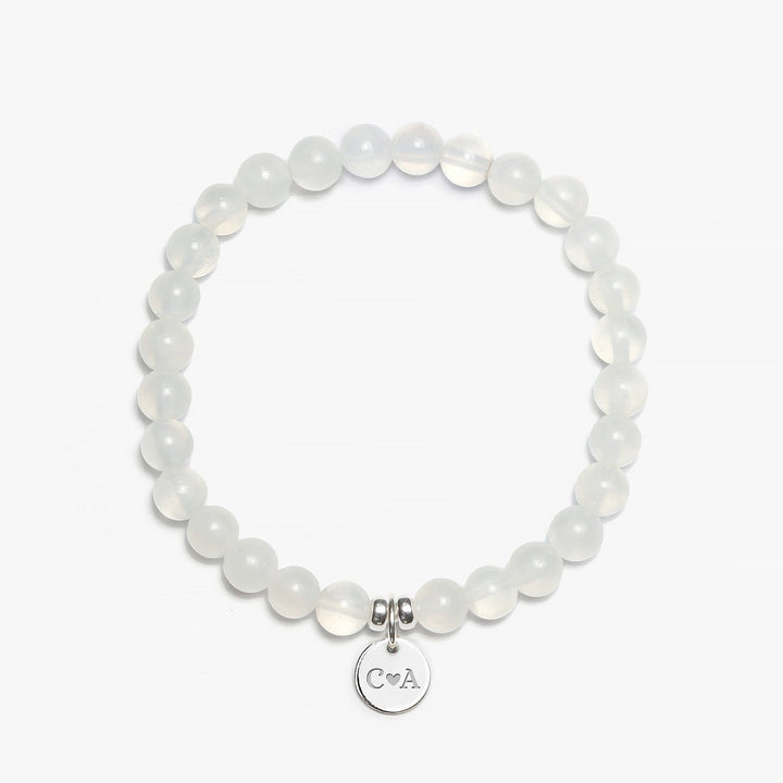 Spirit Jewel Bracelets 2 Initials + Heart / S (16cm) Selenite Crystal Gemstone Bracelet