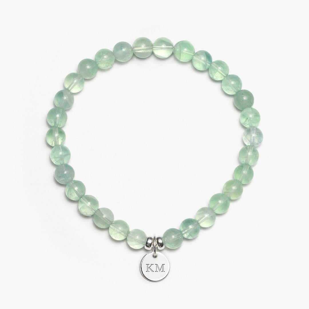 Spirit Jewel Bracelets 2 Initials / S (16cm) Green Fluorite Crystal Gemstone Bracelet
