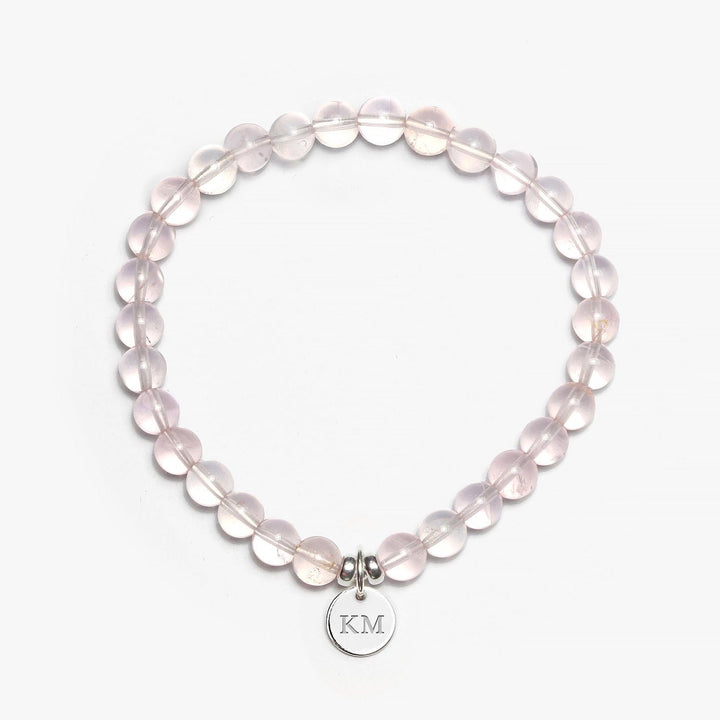 Spirit Jewel Bracelets 2 Initials / S (16cm) Rose Quartz AAA Crystal Gemstone Bracelet