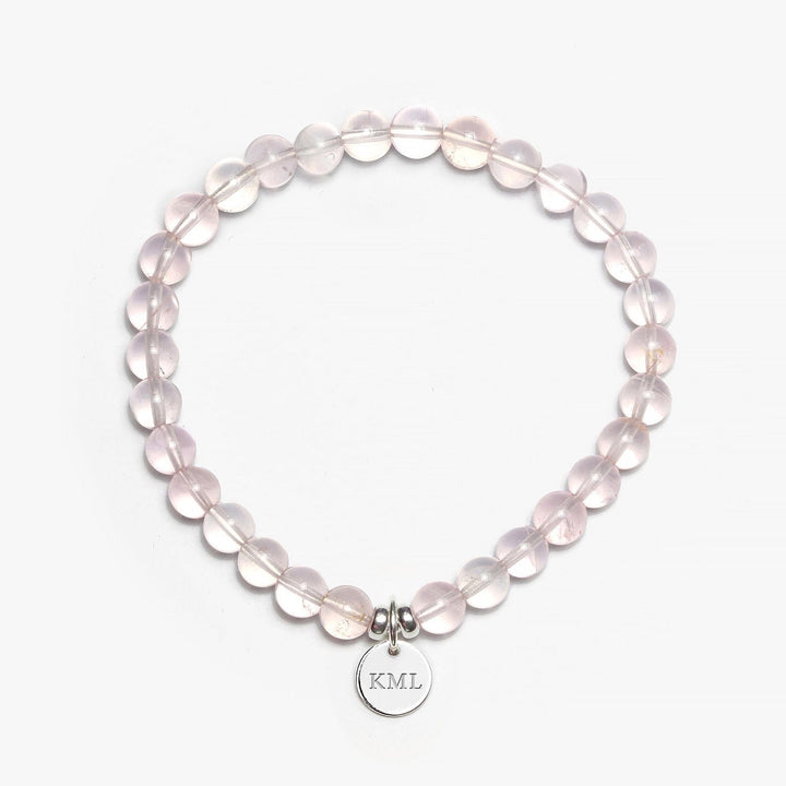 Spirit Jewel Bracelets 3 Initials / S (16cm) Rose Quartz AAA Crystal Gemstone Bracelet