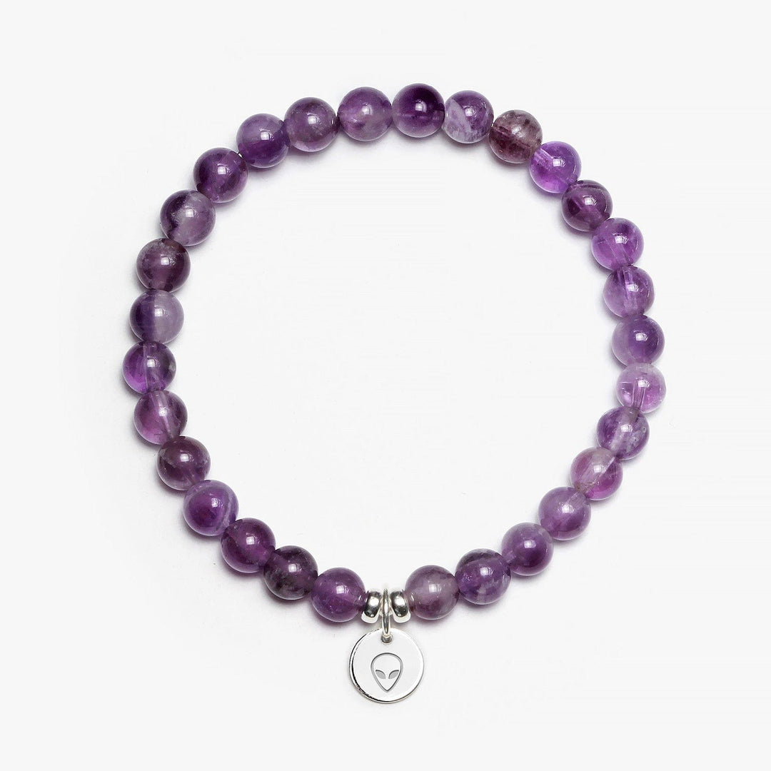 Spirit Jewel Bracelets Alien Symbol / Small (16cm) Amethyst Chevron Crystal Gemstone Bracelet