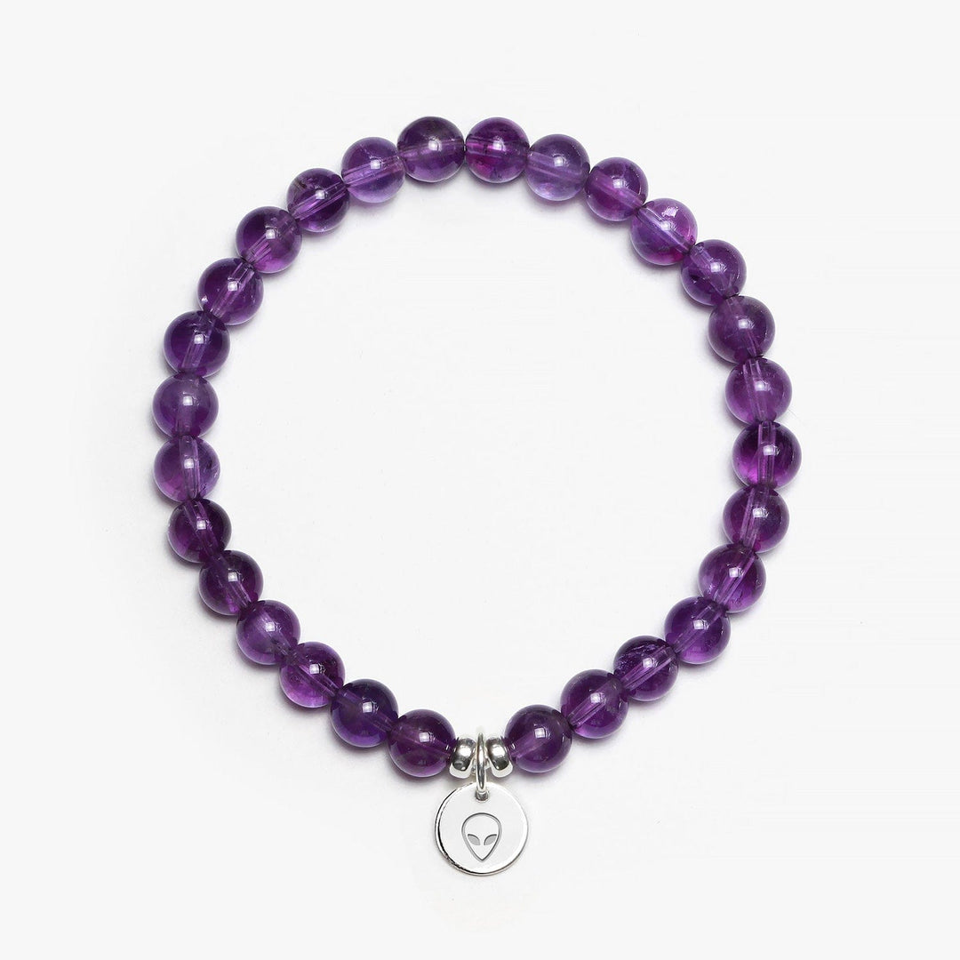 Spirit Jewel Bracelets Alien Symbol / Small (16cm) Amethyst Crystal Gemstone Bracelet