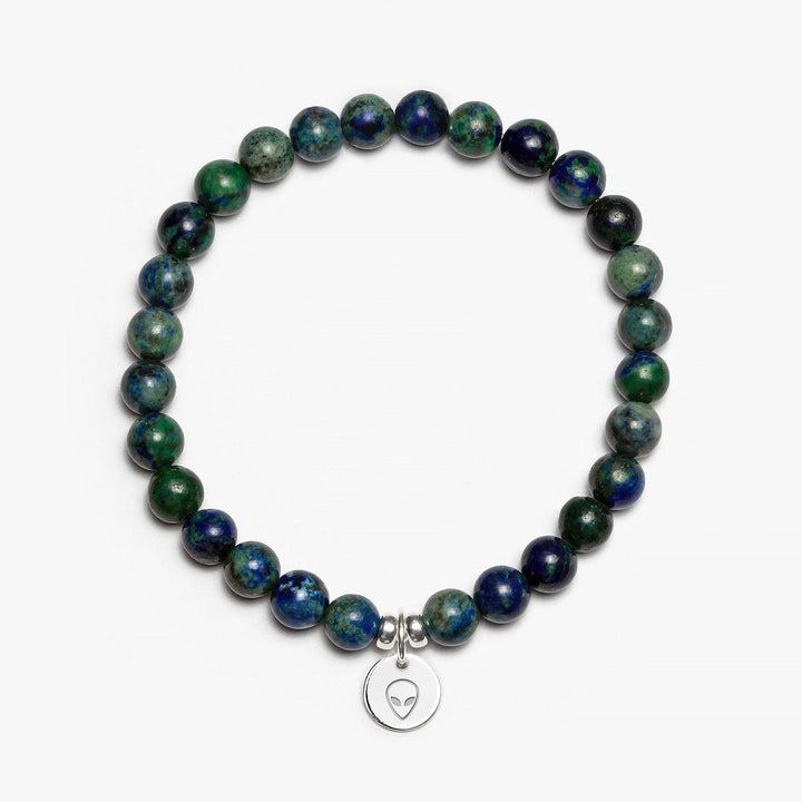 Spirit Jewel Bracelets Alien Symbol / Small (16cm) Azurite Crystal Gemstone Bracelet