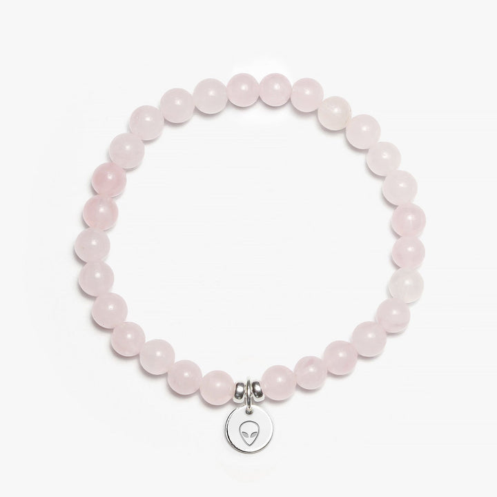 Spirit Jewel Bracelets Alien Symbol / Small (16cm) Rose Quartz Crystal Gemstone Bracelet