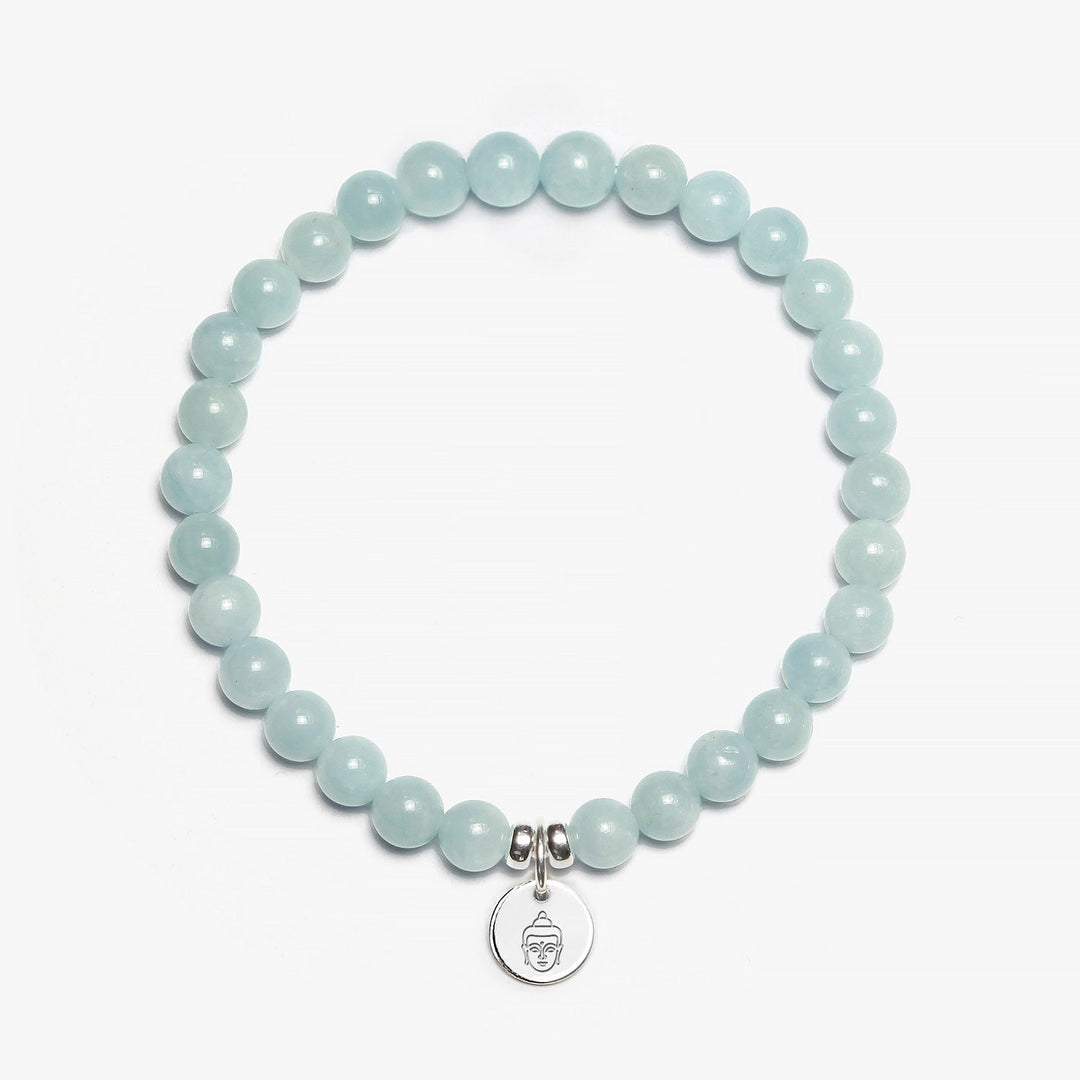Spirit Jewel Bracelets Buddha Head Symbol / Small (16cm) Aquamarine Crystal Gemstone Bracelet