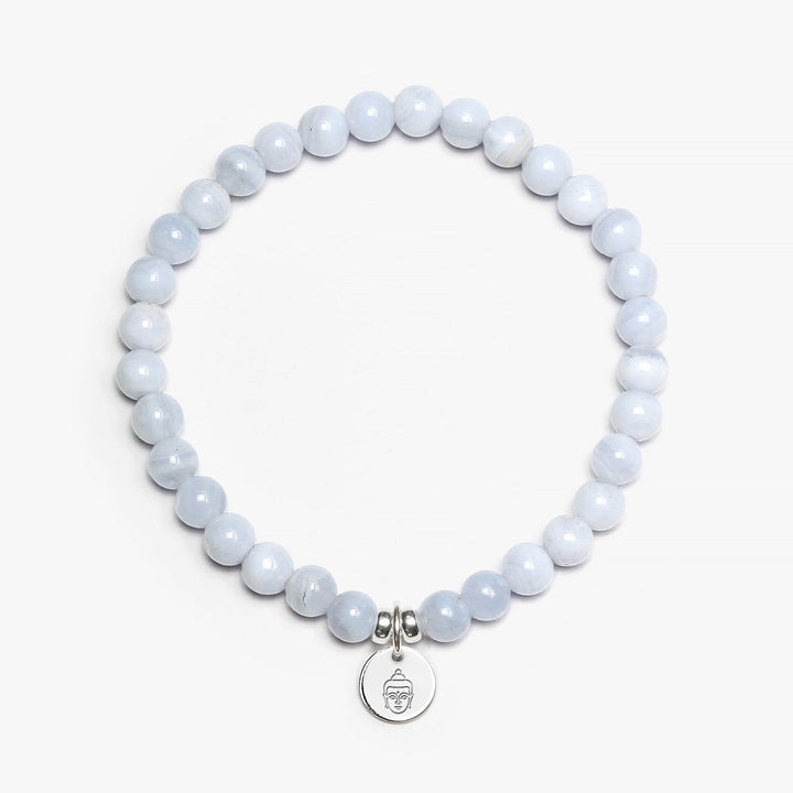 Spirit Jewel Bracelets Buddha Head Symbol / Small (16cm) Blue Lace Agate Crystal Gemstone Bracelet