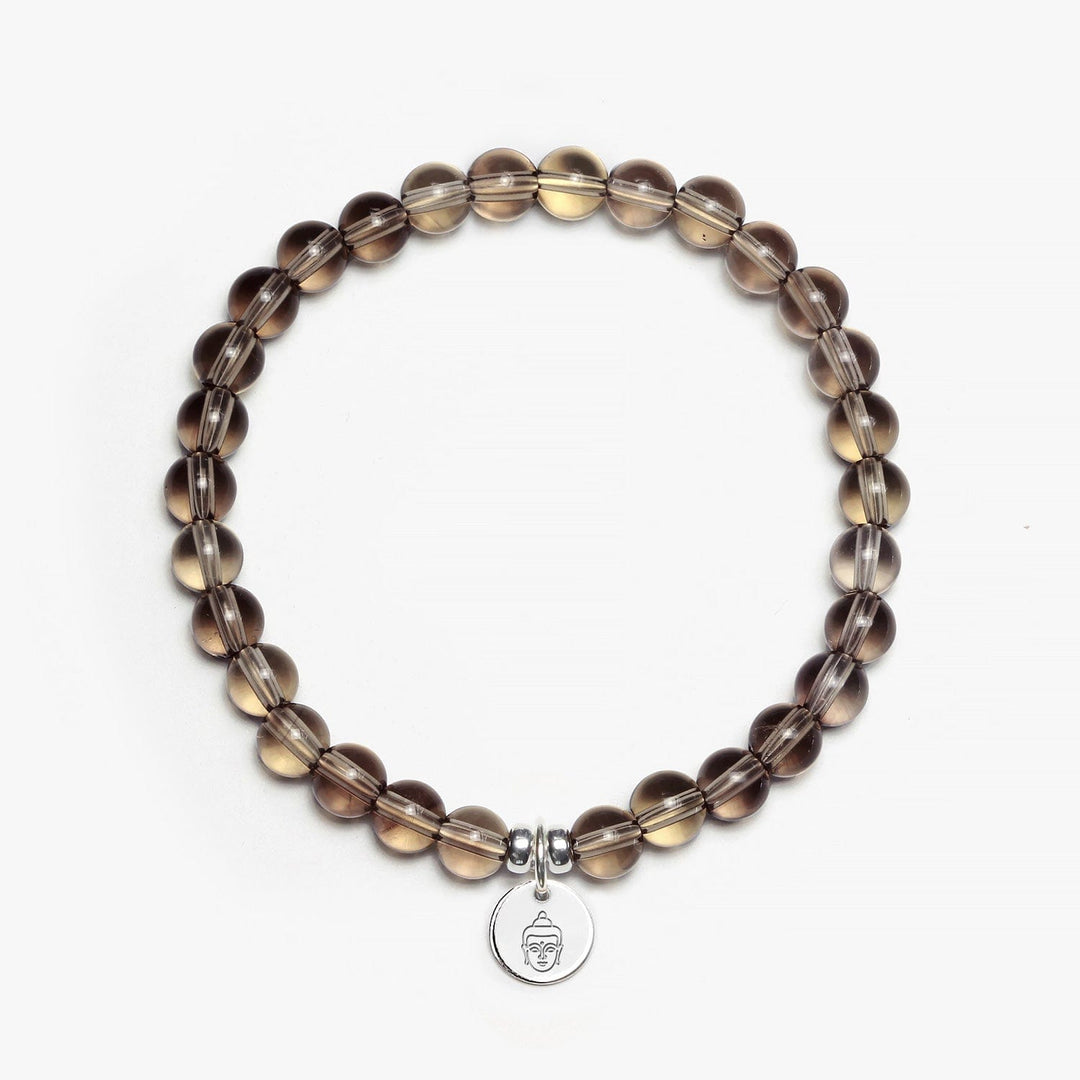 Spirit Jewel Bracelets Buddha Head Symbol / Small (16cm) Smoky quartz Crystal Gemstone Bracelet