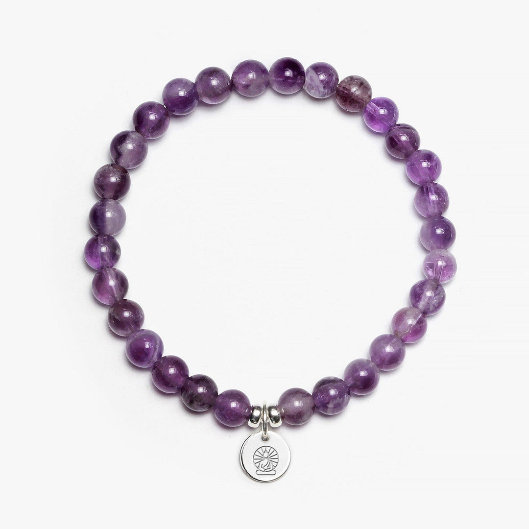 Spirit Jewel Bracelets Buddha Symbol / Small (16cm) Amethyst Chevron Crystal Gemstone Bracelet