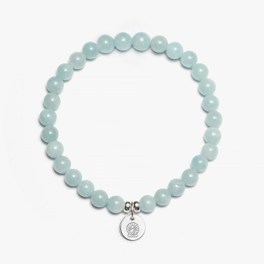 Spirit Jewel Bracelets Buddha Symbol / Small (16cm) Aquamarine Crystal Gemstone Bracelet