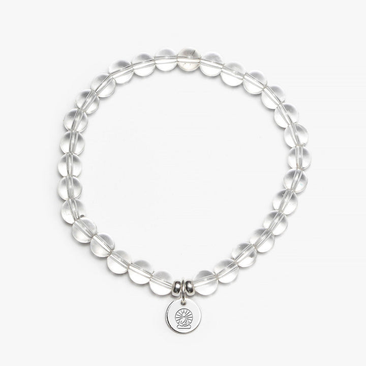 Spirit Jewel Bracelets Buddha Symbol / Small (16cm) Clear Quartz Crystal Gemstone Bracelet
