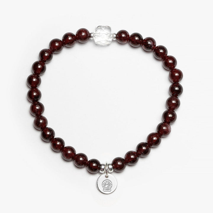 Spirit Jewel Bracelets Buddha Symbol / Small (16cm) Garnet Crystal Gemstone Bracelet