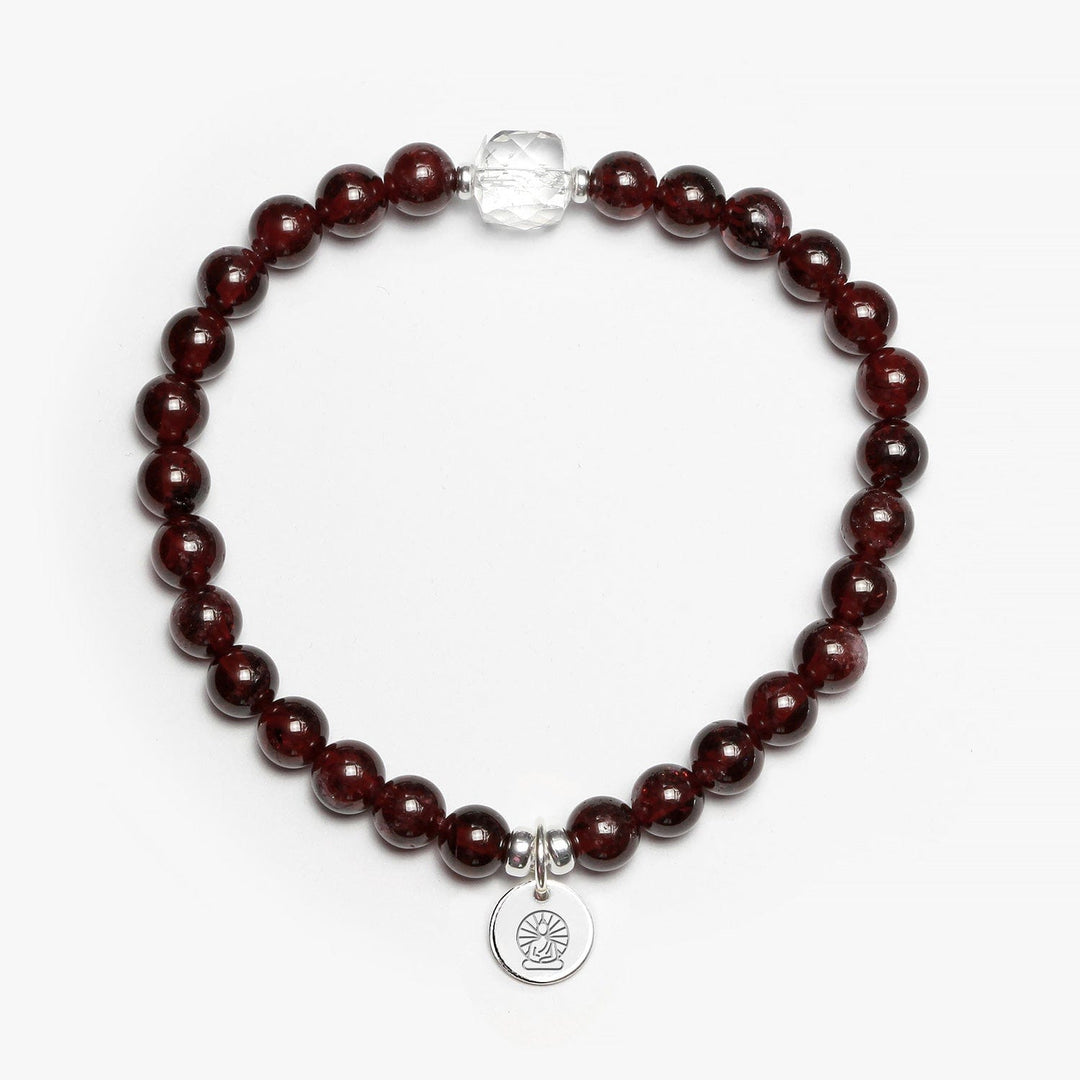 Spirit Jewel Bracelets Buddha Symbol / Small (16cm) Garnet Crystal Gemstone Bracelet